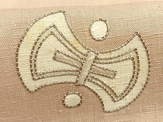 平和屋着物●訪問着　紬地　駒刺繍　宝尽くし文様　銀彩　正絹　逸品　AABH4842fy 平和屋着物○訪問着 紬地 駒刺繍 宝尽くし文様 銀彩 正絹 逸品
