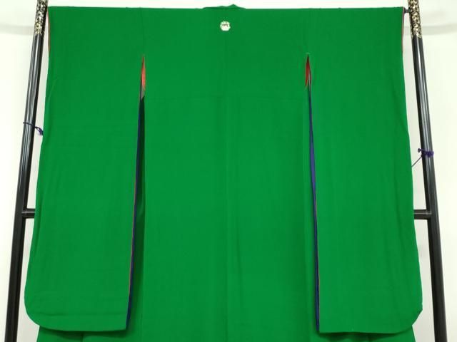 平和屋着物●ファッションデザイナー 花井幸子　振袖　色無地　常磐色　正絹　逸品　DABD9312ud 平和屋着物○ファッションデザイナー 花井幸子 振袖 色無地 常磐色