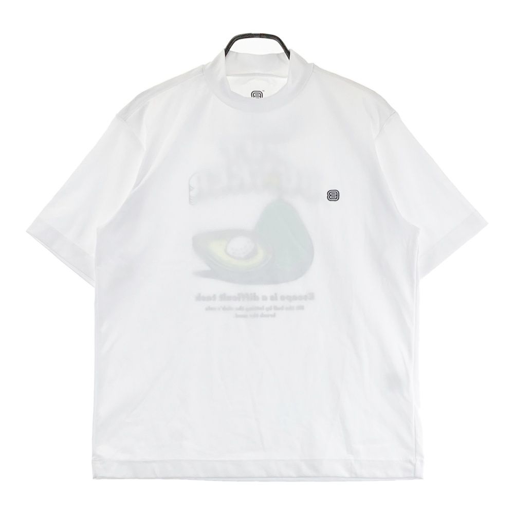 サイズ：M BACKWARDS バックワーズ モックネック 半袖Tシャツ ホワイト