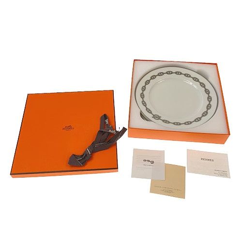 HERMES　エルメス　シェーヌダンクル プラチナデザートプレート ペアセット HERMES エルメス シェーヌダンクル プラチナデザートプレート ペア