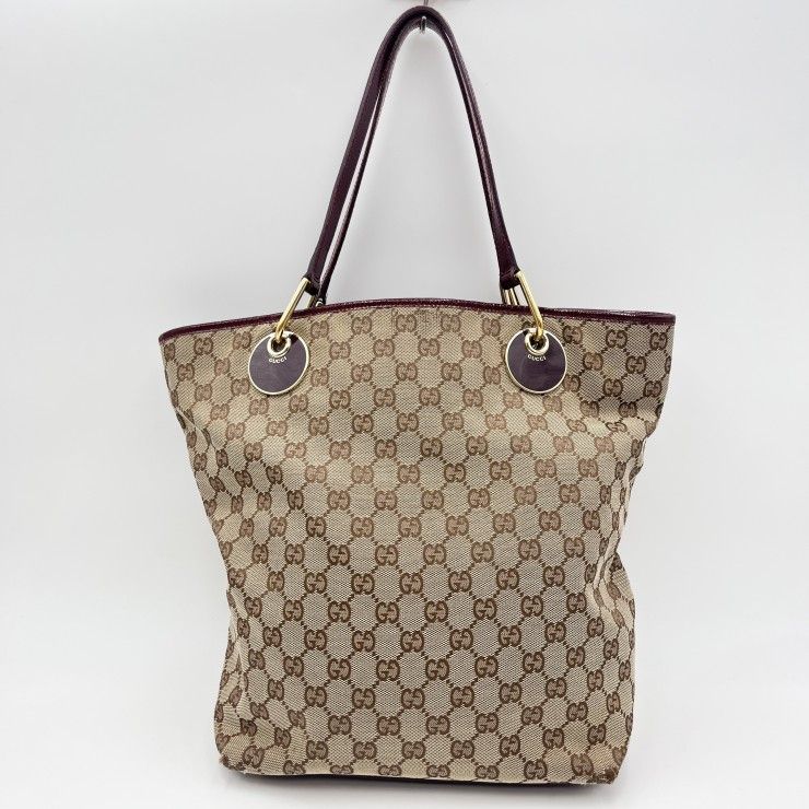 正規品 GUCCI GG柄 トートバッグ キャンバス×レザー ゴールド金具 グッチGUCCI GGキャンバス トートバッグ 金具ゴールド ボルドー グッチ