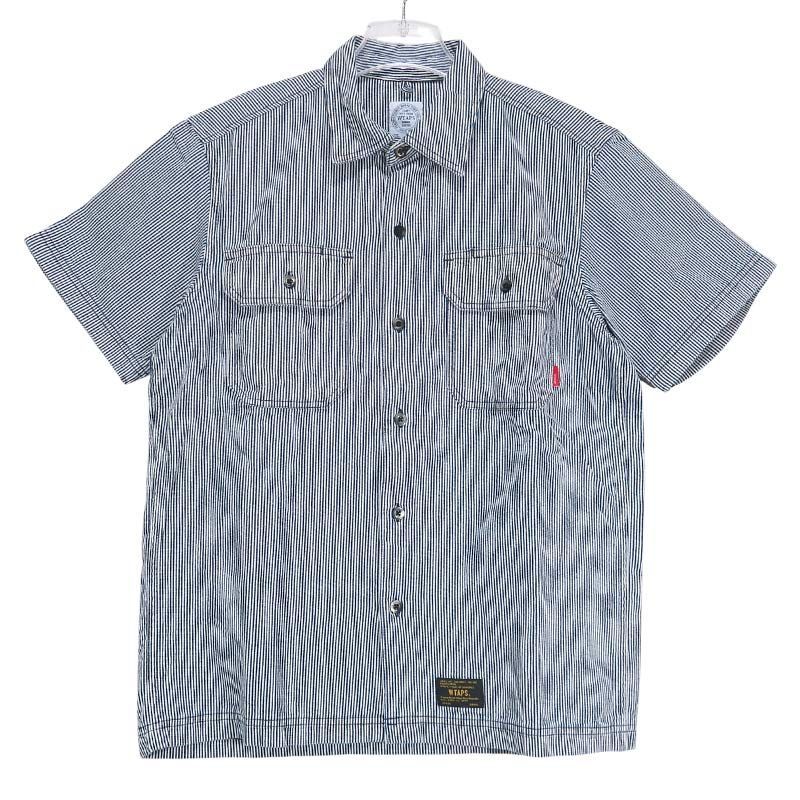 WTAPS ダブルタップス 17SS UNION SS/SHIRT.COTTON.HICKORYSTRIPE 171LTDT-SHM03 ユニオン ショートスリーブ シャツ コットン ヒッコリーストライプ インディゴ 半袖 サイズS Mayz
