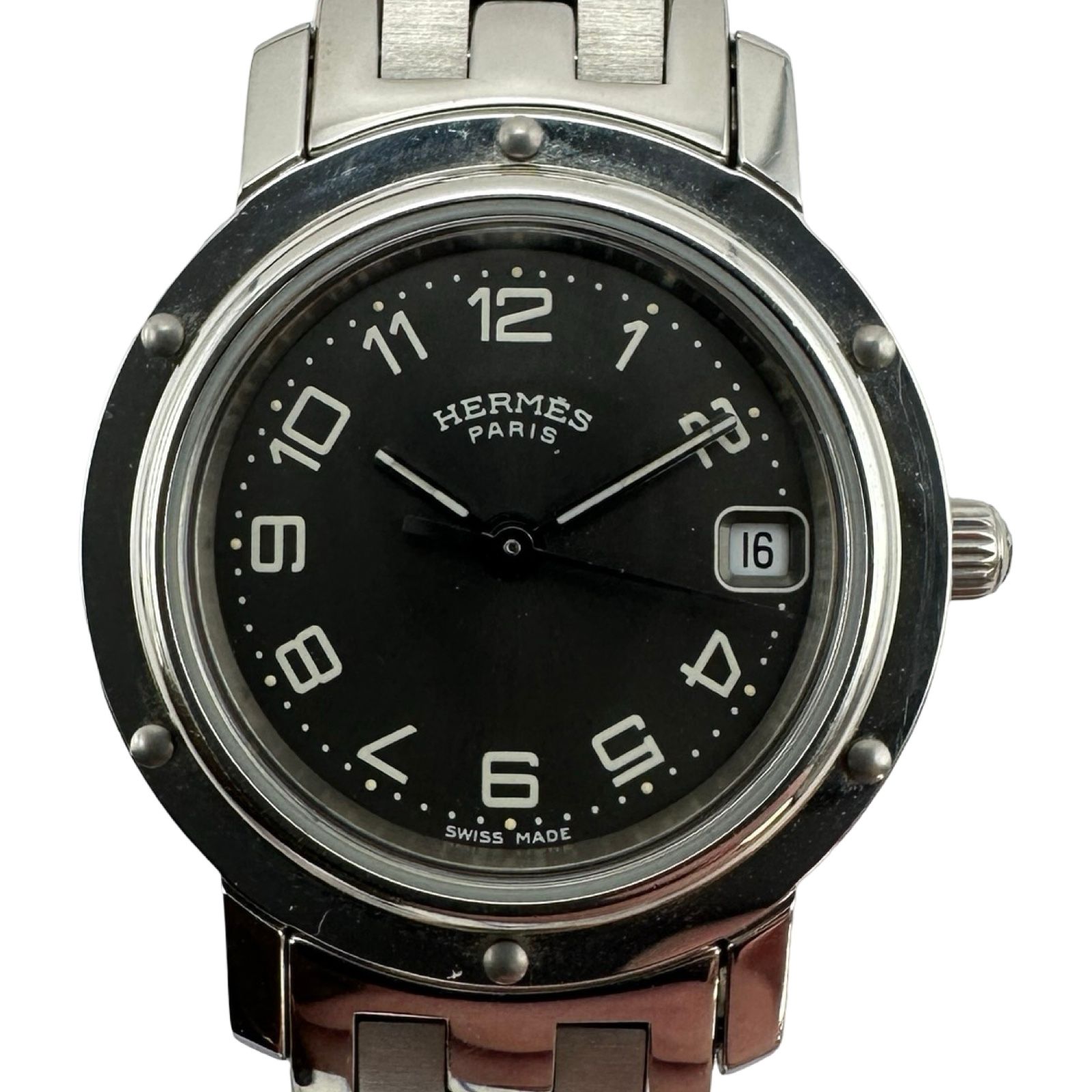 エルメス HERMES クリッパー CL4.210 グレー ステンレススチール 