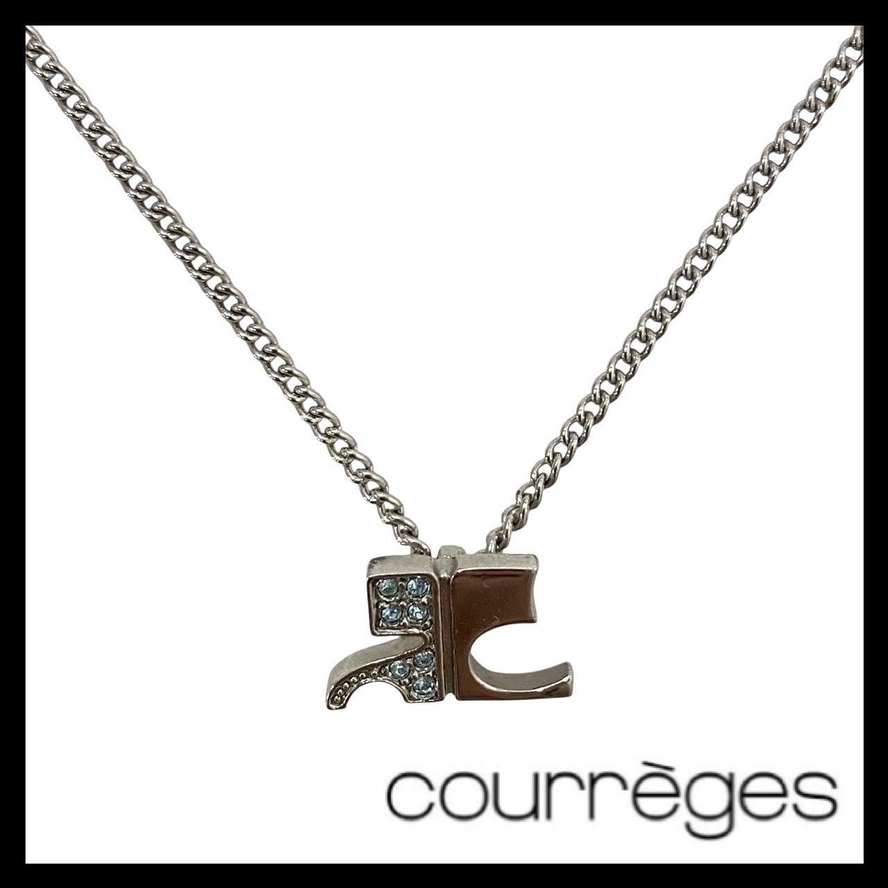 アクセサリー 【Courreges】ロゴ ネックレス ラインストーン ライト 