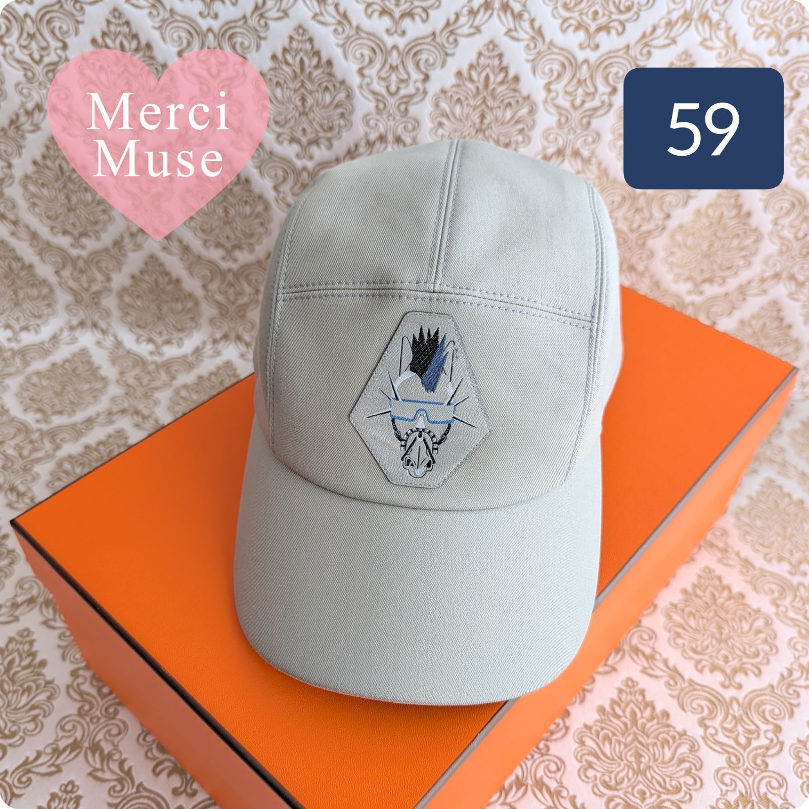 ❤お得なお品❤クリーニング済み ネバダパンクHキャップ 59 ライトグレー 帽子 エルメス MerciMuse メルシーミューズ