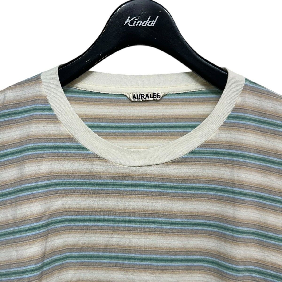 AURALEE 25AW GRADIENT STRIPE JERSEY TEE FADE BLUE STRIPE