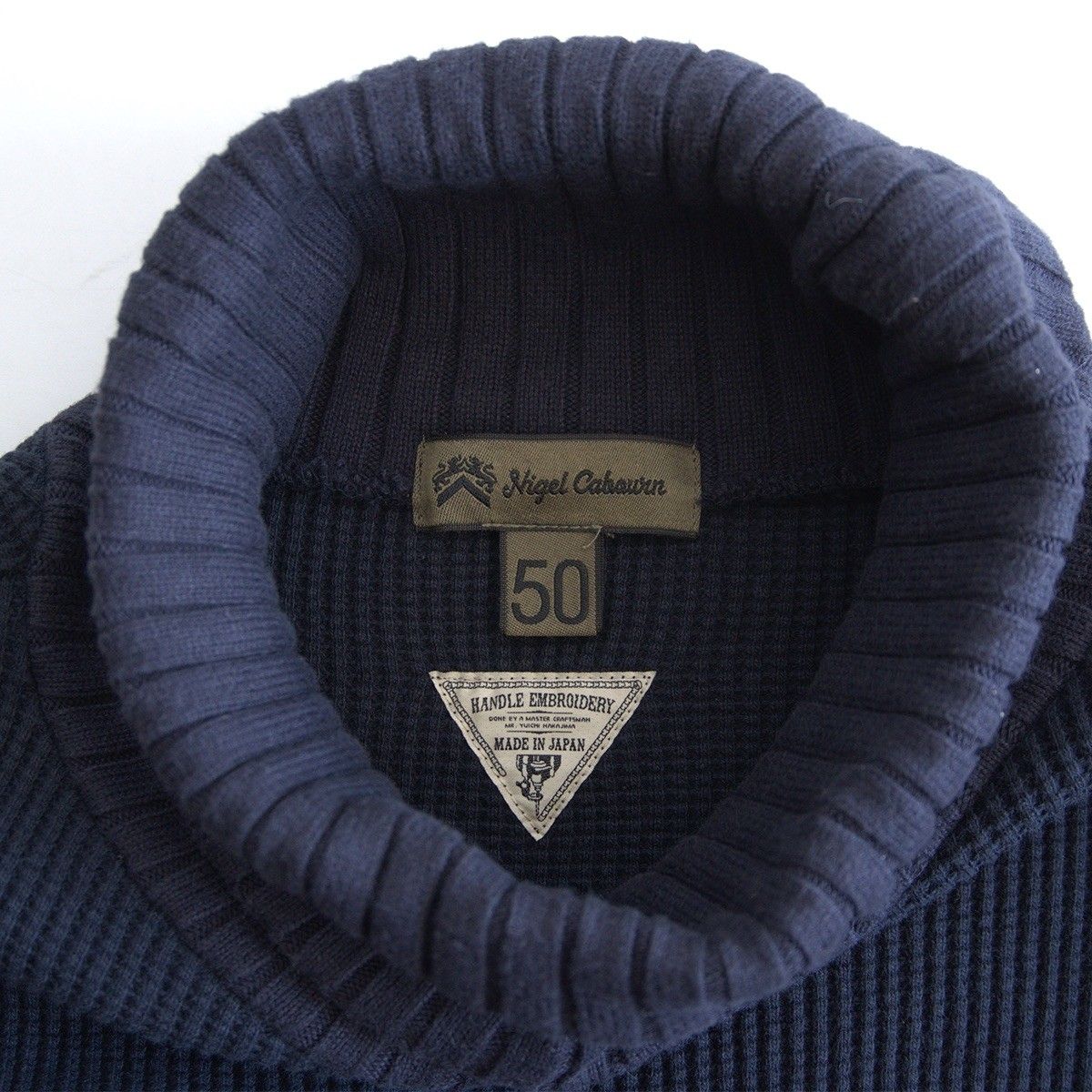 美品】NIGEL CABOURN 【TURTLE NECK WAFFLE】50 ネイビー ナイジェル 