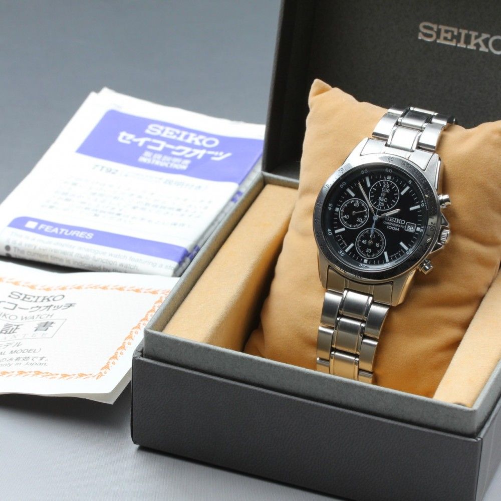SEIKO 　7T92-0DW0　クロノグラフ 時計 ブラック 稼働品】SEIKO クロノグラフ 7T92-0DW0 ブラック 付属品有 クオーツ