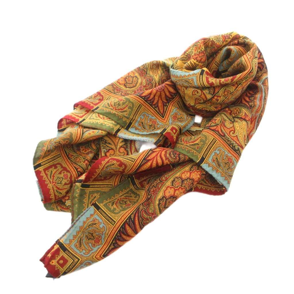 ETRO エトロ　ペイズリー柄マルチカラーストール　大判サイズ エトロ ETRO マフラー ストール 大判 ウール シルク混 ペイズリー柄