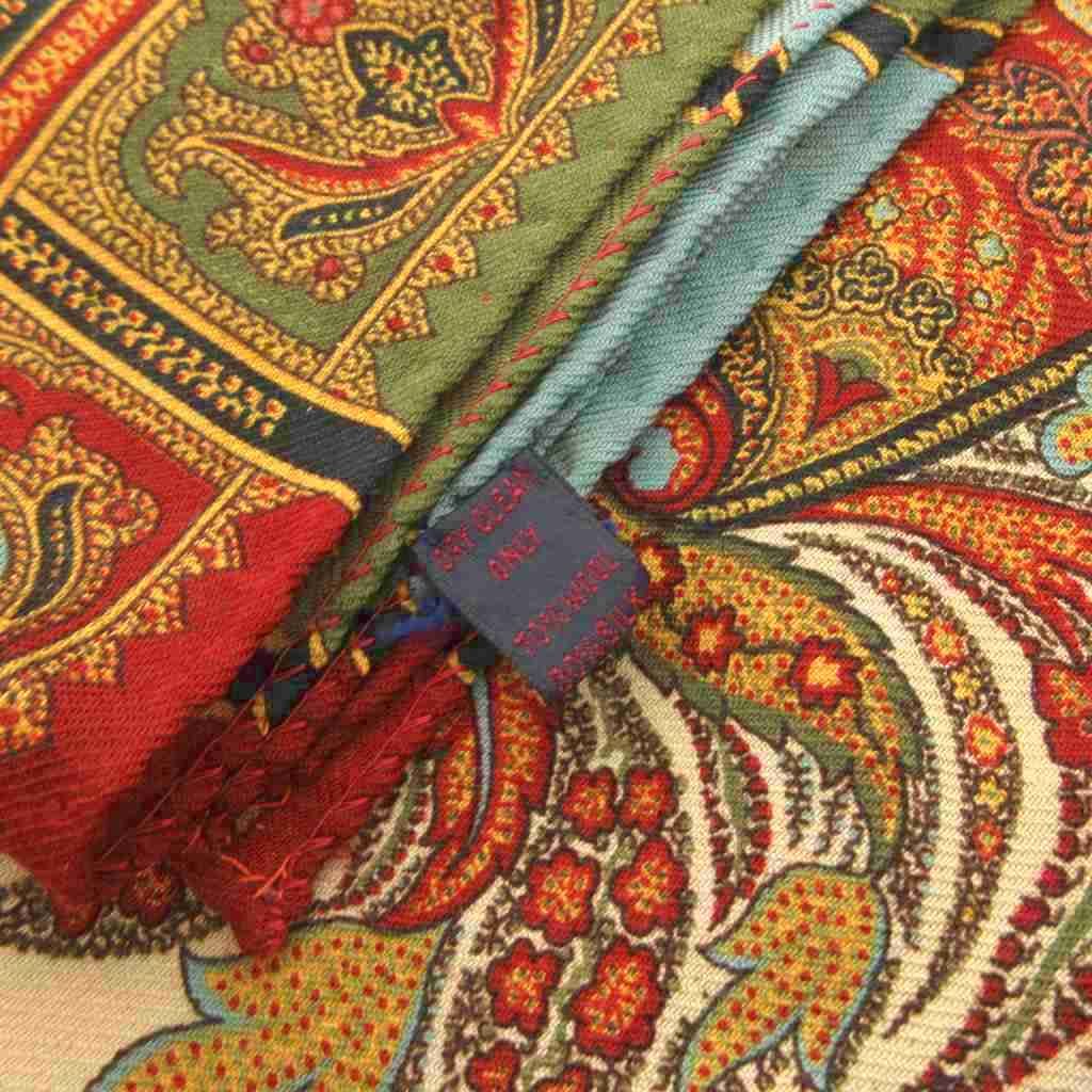 ETRO エトロ　ペイズリー柄マルチカラーストール　大判サイズ エトロ ETRO マフラー ストール 大判 ウール シルク混 ペイズリー柄
