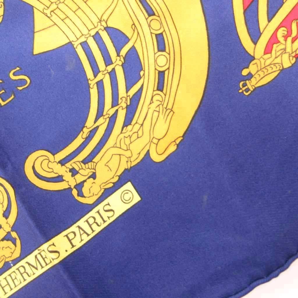 エルメス HERMES PROUES プロテウス スカーフ カレ90 ロゴ 総柄 シルク