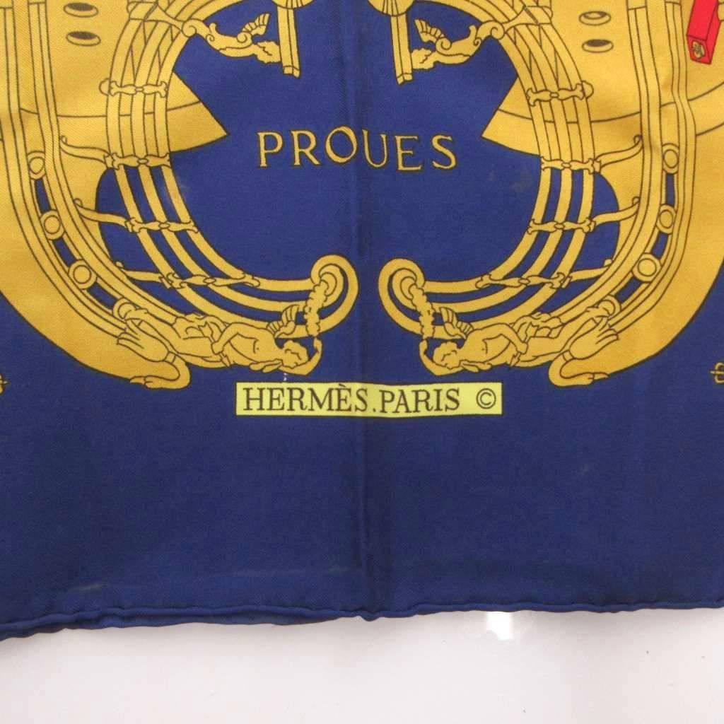 エルメス HERMES PROUES プロテウス スカーフ カレ90 ロゴ 総柄 シルク