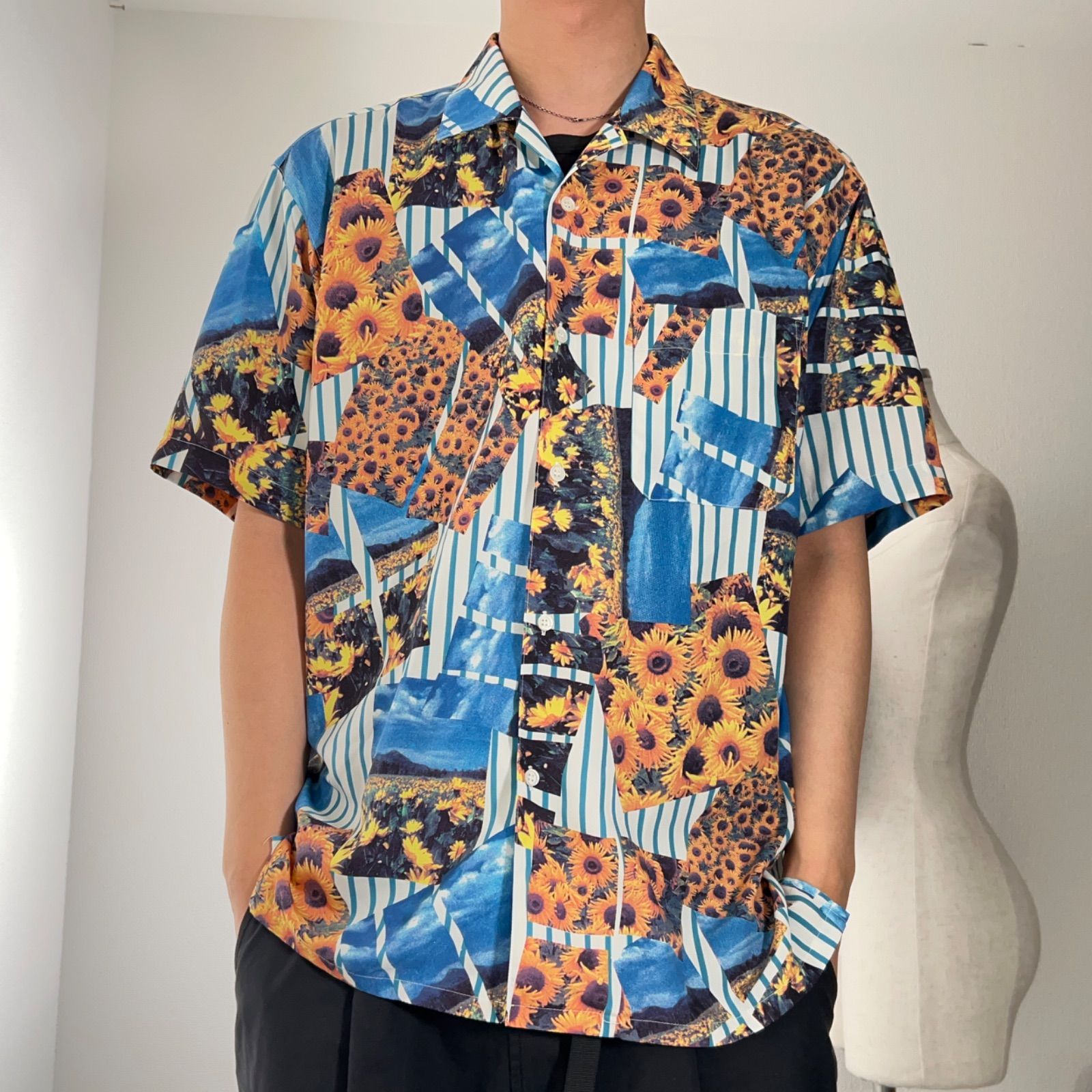 日本製 Japanese 90s Vintage DOMON ストライプ 開襟シャツ オープン