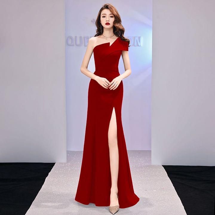 新品 未使用 レディース ファッション系 パーティードレス ロング キャバドレス パーティードレス 結婚式 スリット 黒