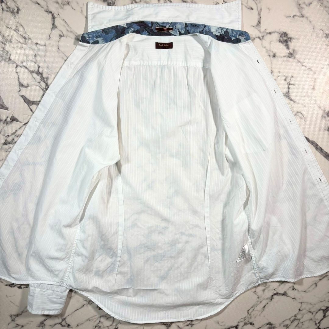 美品/裏地花柄(L)○ポールスミス コレクション 長袖 ストライプ柄