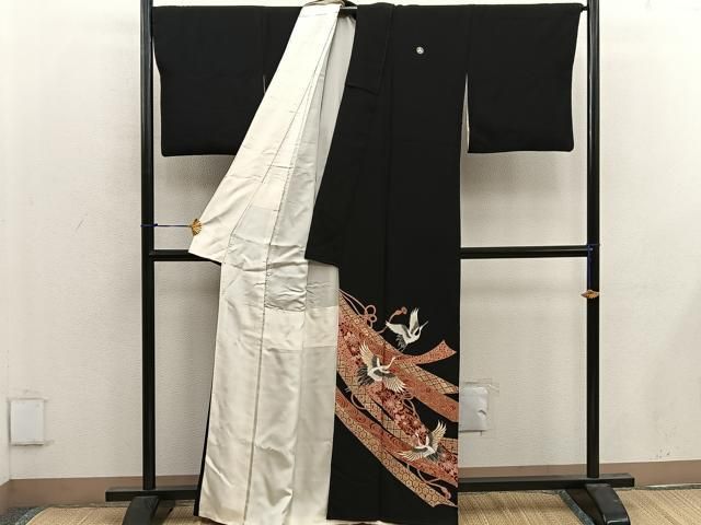 平和屋本店■極上　訪問着　駒刺繍　宝尽くし飛鶴文　象牙色地　金彩　逸品　未使用　DZAA4226kh5 平和屋本店○極上 創業460年・千總 色留袖 駒刺繍 南蛮船 人物文 浅