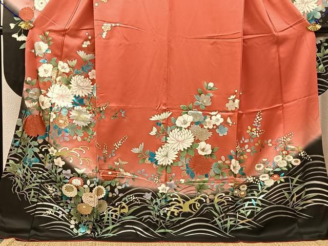 平和屋着物□豪華振袖 束ね熨斗花蝶文 暈し染め 金銀彩 正絹 逸品 平和 