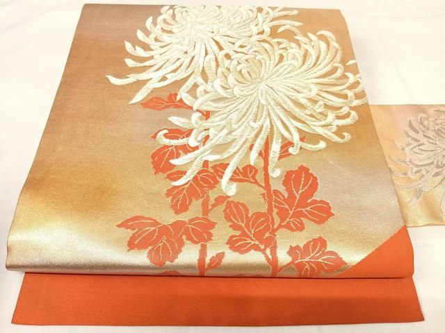 平和屋着物◎九寸名古屋帯　唐織　乱菊　金銀糸　正絹　逸品　AABH0373yx 平和屋着物◎九寸名古屋帯 唐織 乱菊 金銀糸 正絹 逸品 AABH0373yx