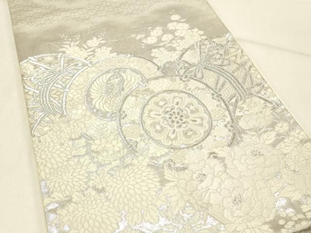 平和屋着物◎六通柄袋帯 美保姿 唐織 花鼓文 銀糸 正絹 逸品
