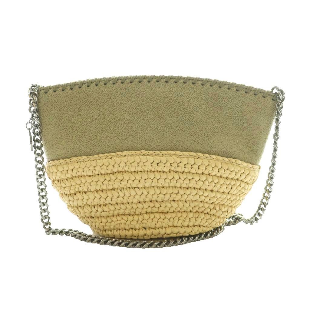 ステラマッカートニー STELLA McCARTNEY ファラベラ Falabella ラフィア チェーンショルダーバッグ ベージュ カーキ /SS ■OS