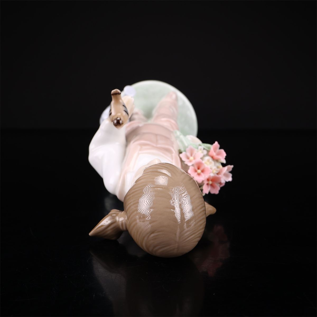 LLADRO 【リヤドロ】 磁器人形 小鳥と話す少女 置物 高19.5㎝／花びら