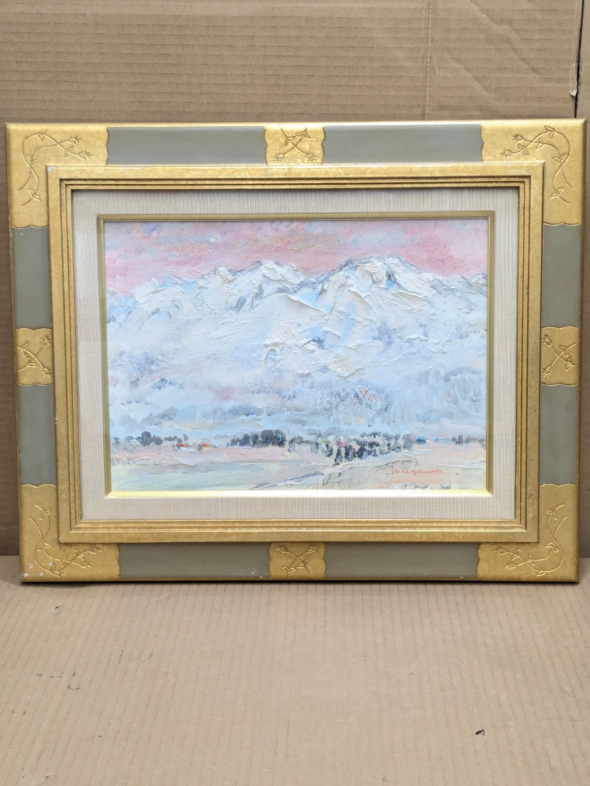 長谷川忠男 油彩 春の大雪 風景画 油絵 額装 サインあり 北海道 - メルカリ