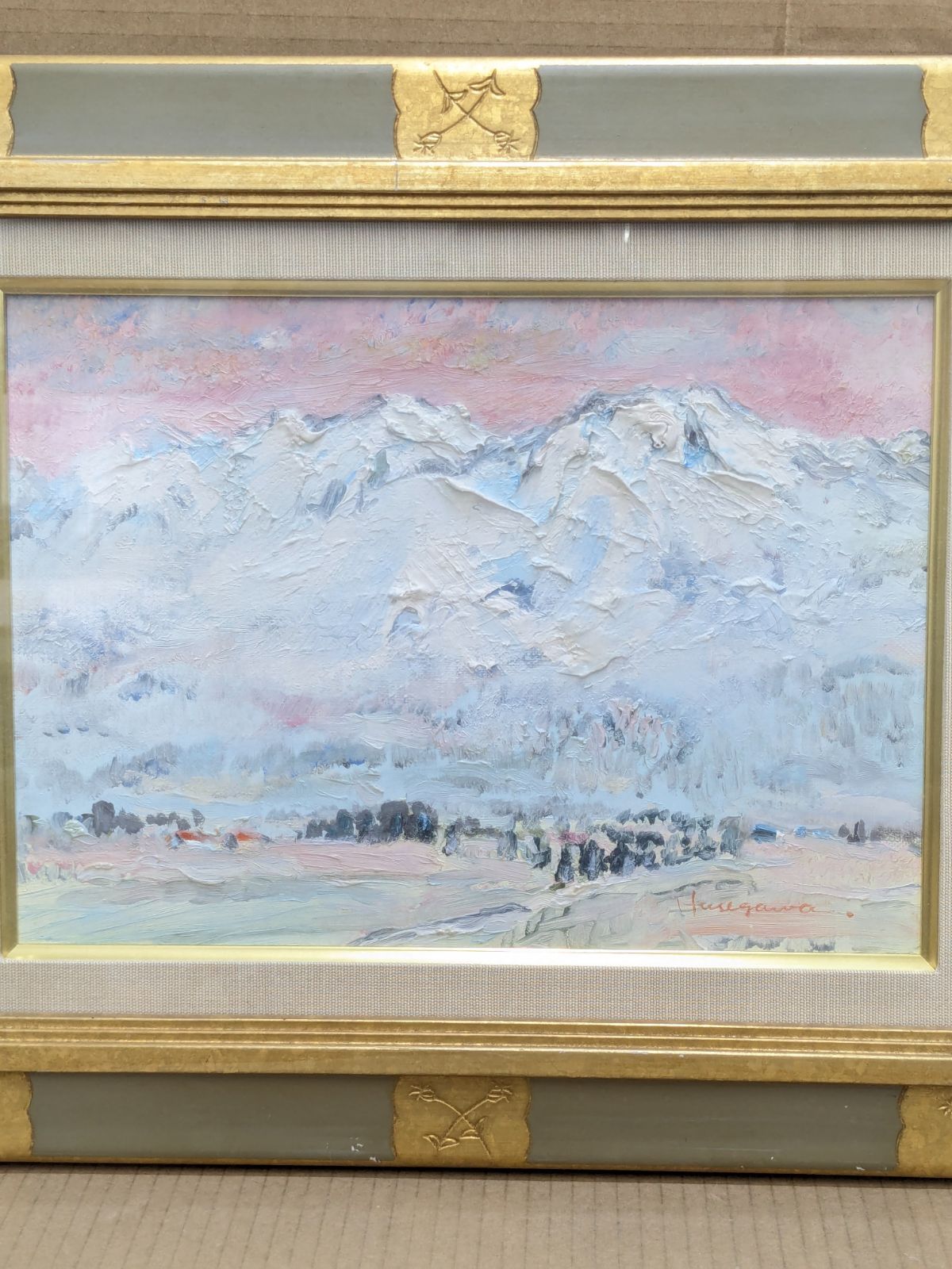長谷川忠男 油彩 春の大雪 風景画 油絵 額装 サインあり 北海道 - メルカリ