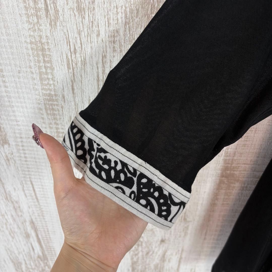LEONARD レオナール メッシュ ロング ジャケット 七分袖 カーディガン