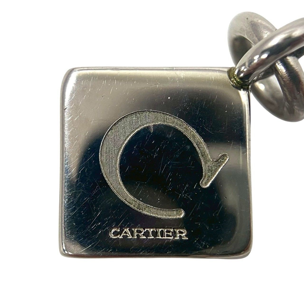 Cartier カルティエ デコールダイス　ペンダントトップ　キーリング O【Cartier】デコール ダイス ペンダント トップ シルバーカラー ロゴ