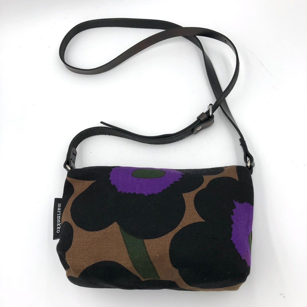 マリメッコ marimekko ウニッコ ショルダーバッグ キャンバス 花柄 黒 