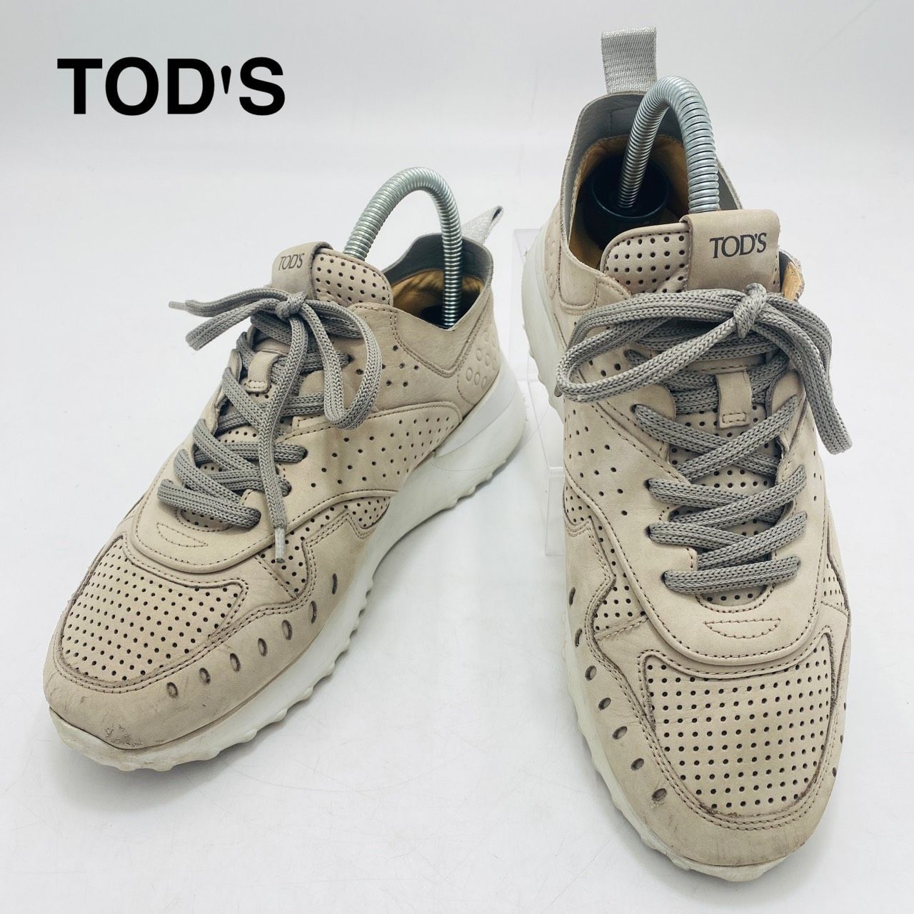 TOD'S トッズ スニーカー パンチング加工 37 1/2 グレージュ OT0017
