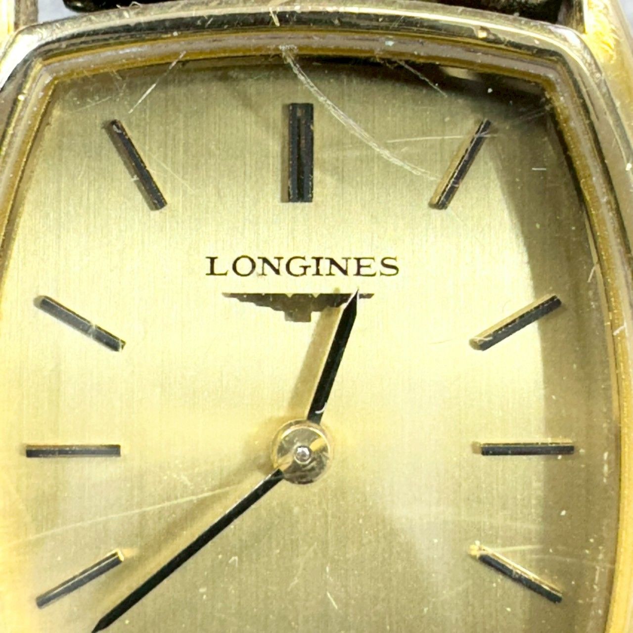 稼働】LONGINES ロンジン 手巻き スクエア 腕時計 ゴールド文字盤 
