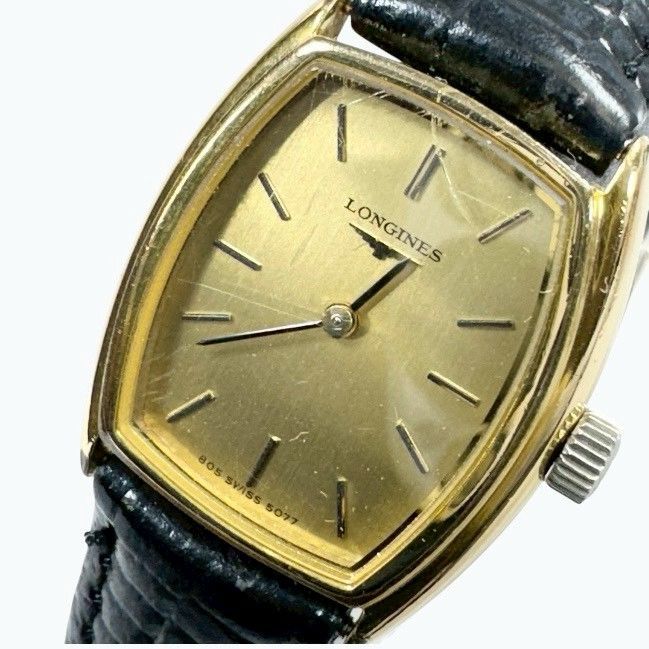 【稼動品】LONGINES レディース腕時計　手巻き　ゴールドカラー　スクエア 稼働】LONGINES ロンジン 手巻き スクエア 腕時計 ゴールド文字盤