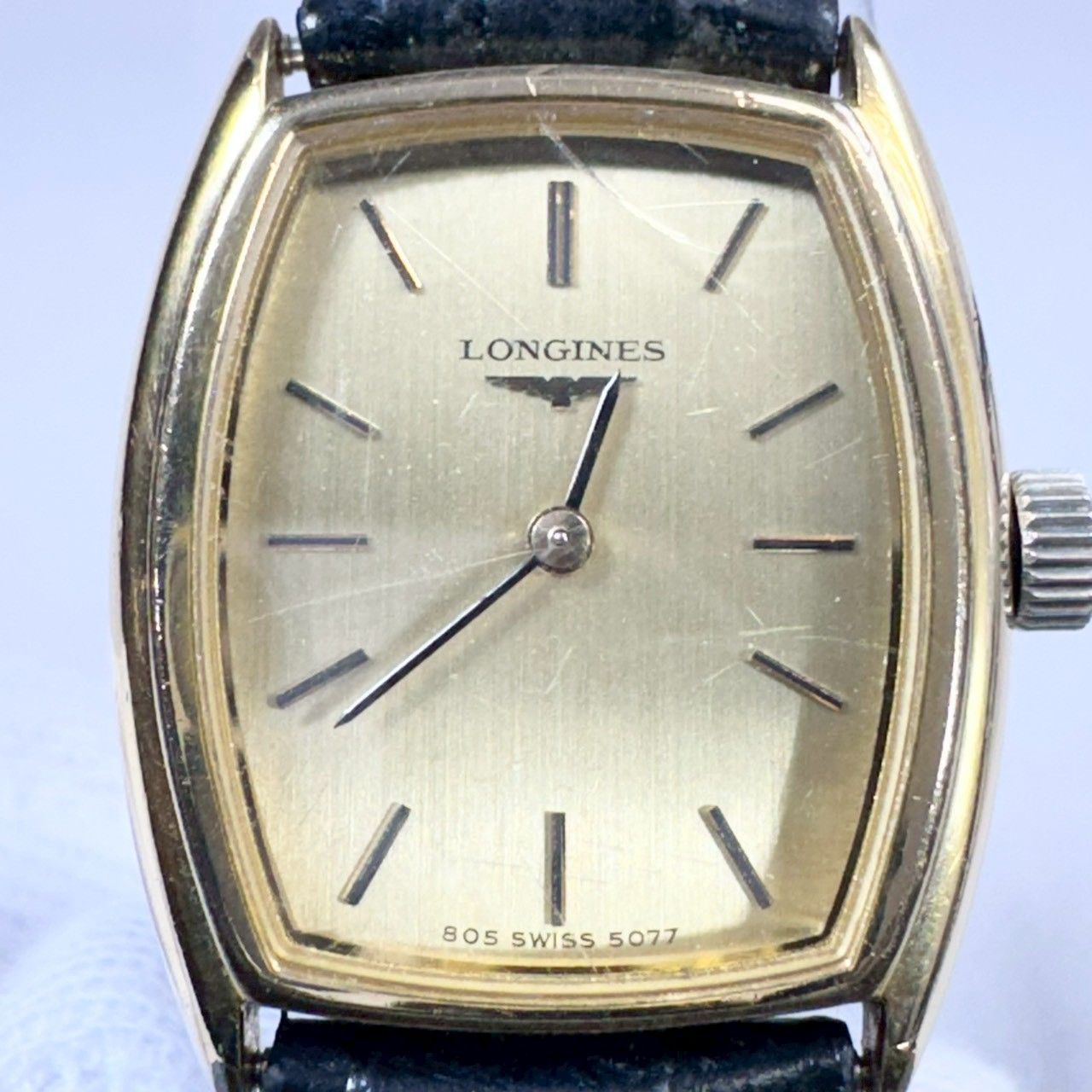稼働】LONGINES ロンジン 手巻き スクエア 腕時計 ゴールド文字盤 