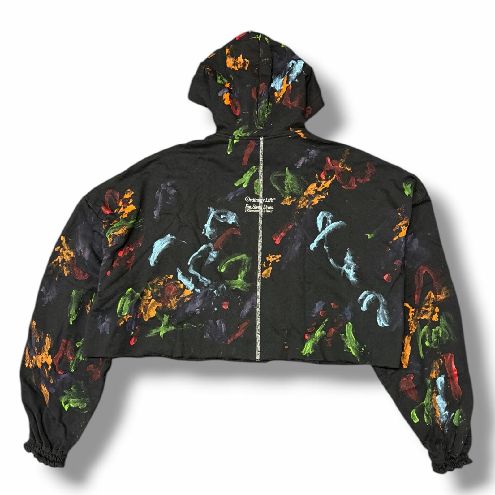 参考上代35200円 未使用 SHINYAKOZUKA  25SS ORDINARY SHORT GIANT HOODIE WITH HAND PAINTING ペイントスウェットパーカー フーディー シンヤコヅカ 2501SK117P COLOURLESS BLACK S （11465M） 参考上代35200円 未使用 SHINYAKOZUKA 25SS ORDINARY SHORT GIANT