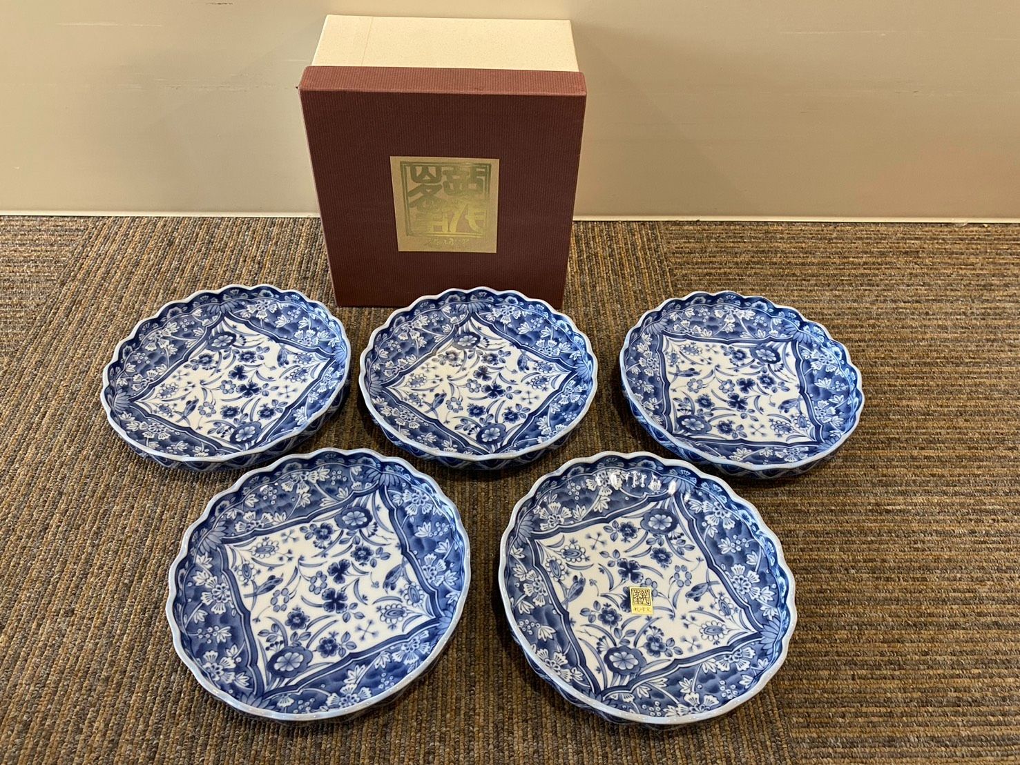 未使用】龍峰窯 染付更紗 和皿揃 5枚セット - メルカリ