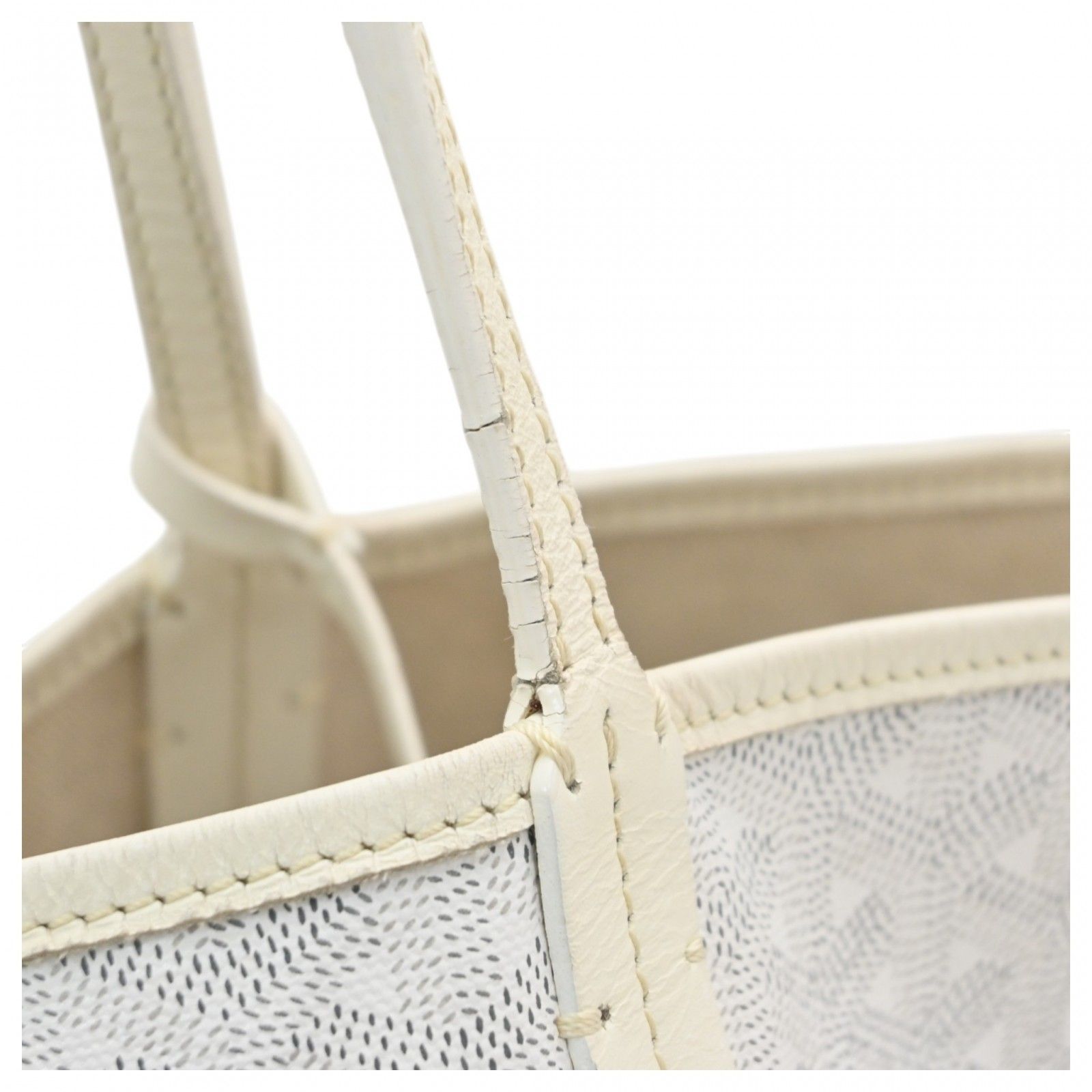ゴヤール サンルイ GM トートバッグ ポーチ付き ホワイト 白 Bランク