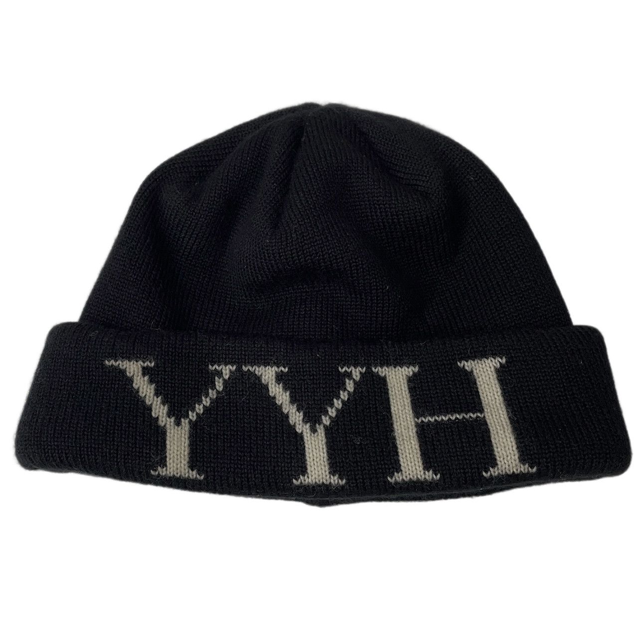 Yohji Yamamoto POUR HOMME ニットキャップ ピン付き 黒 Yohji POUR
