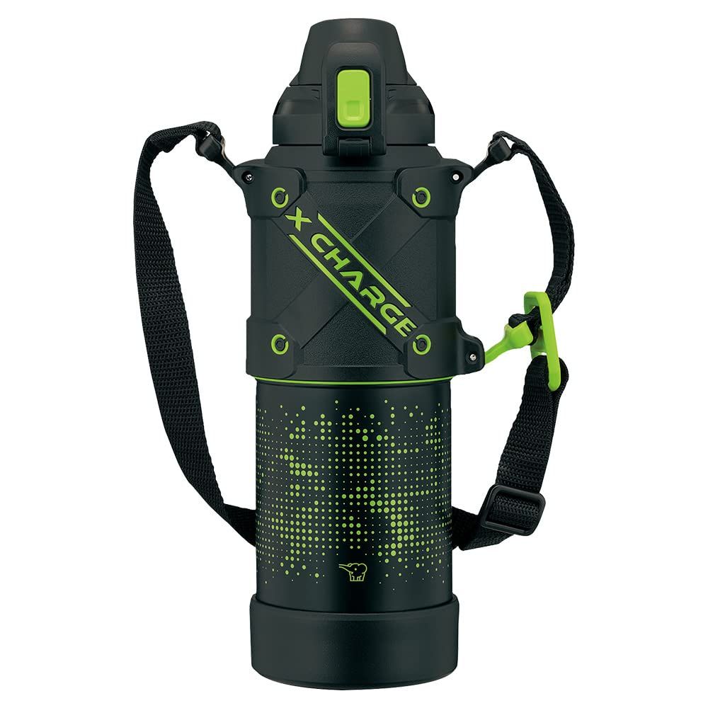 象印マホービン(ZOJIRUSHI) 水筒 シームレスせん スポーツタイプ 大容量 1.0L 直飲み ステンレスクールボトル ライムブラック せんとパッキン一体化 お手入れ簡単 洗う点数2点のみ SD-HA10-BG [ライムブラック] [1000 ml]