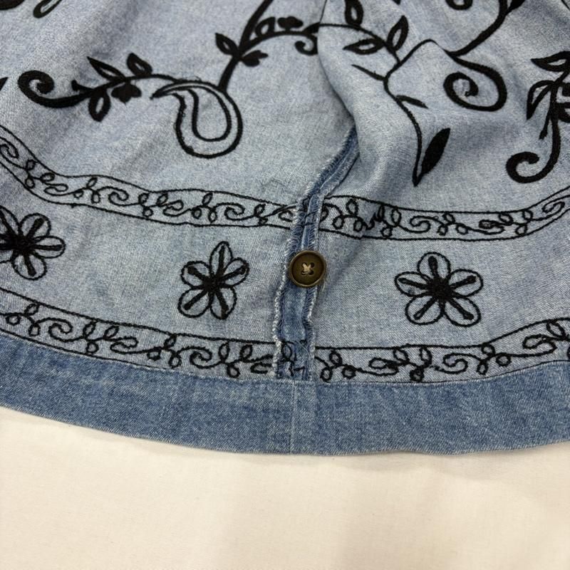 古着 DENIM&CO. デニムジャケット 総刺繍 フラワー 花 カバーオール 