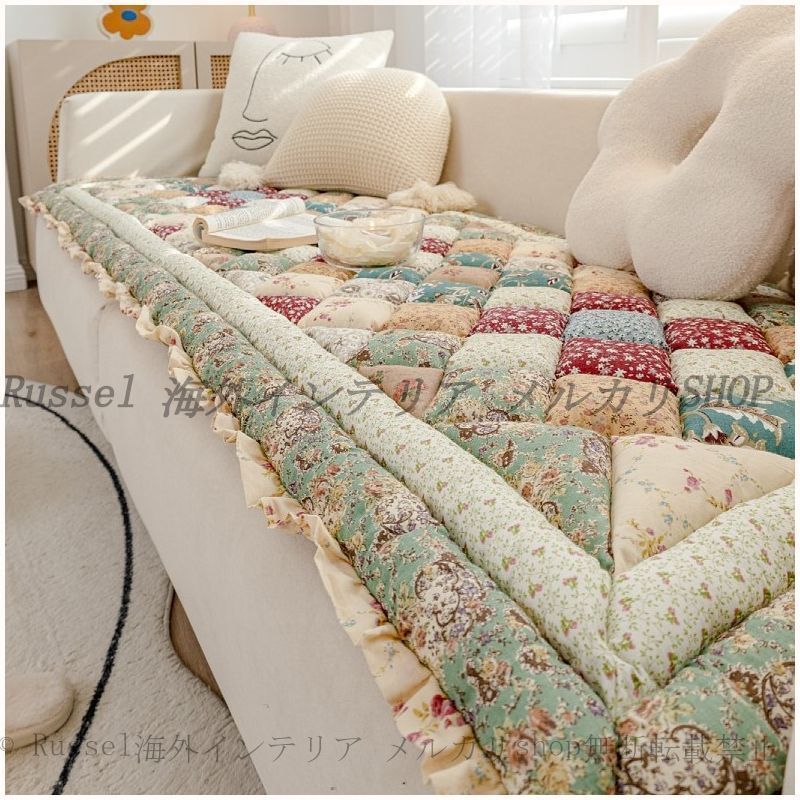 ソファ クッション フローラル キルティングステッチ 180cm x 70cm おしゃれ かわいい インテリア 150cm x 70cm ソファ マット カバー 厚手 滑り止め シート パッド