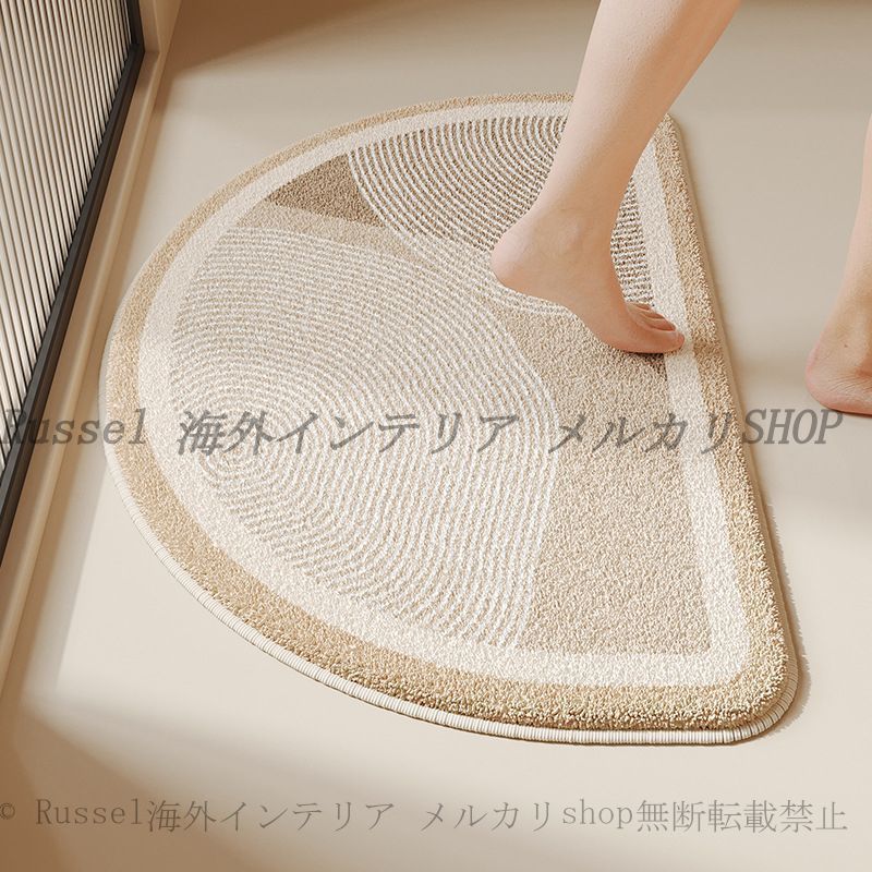 バス マット 雲形 半円形 カシミヤ風 吸水 滑り止め 付き おしゃれ かわいい インテリア 50cm × 80cm 60cm × 90cm 防滑 お風呂 足ふき 浴室 絨毯 マット ラグ 北欧風 韓国風 ふわふわ もこもこ ベージュ クリーム