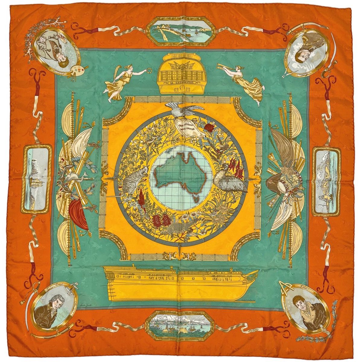 エルメス HERMES カレ90 LE GEOGRAPHE 地理学者 スカーフ シルク