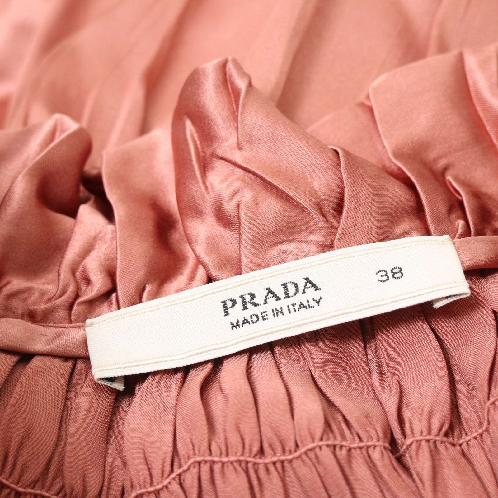 イタリア製★ PRADA プラダ 春夏 シルク100%♪ 半袖 フリル ギャザー ブラウス シャツ Sz.38　レディース イタリア製☆ PRADA プラダ 春夏 シルク100%♪ 半袖 フリル ギャザー