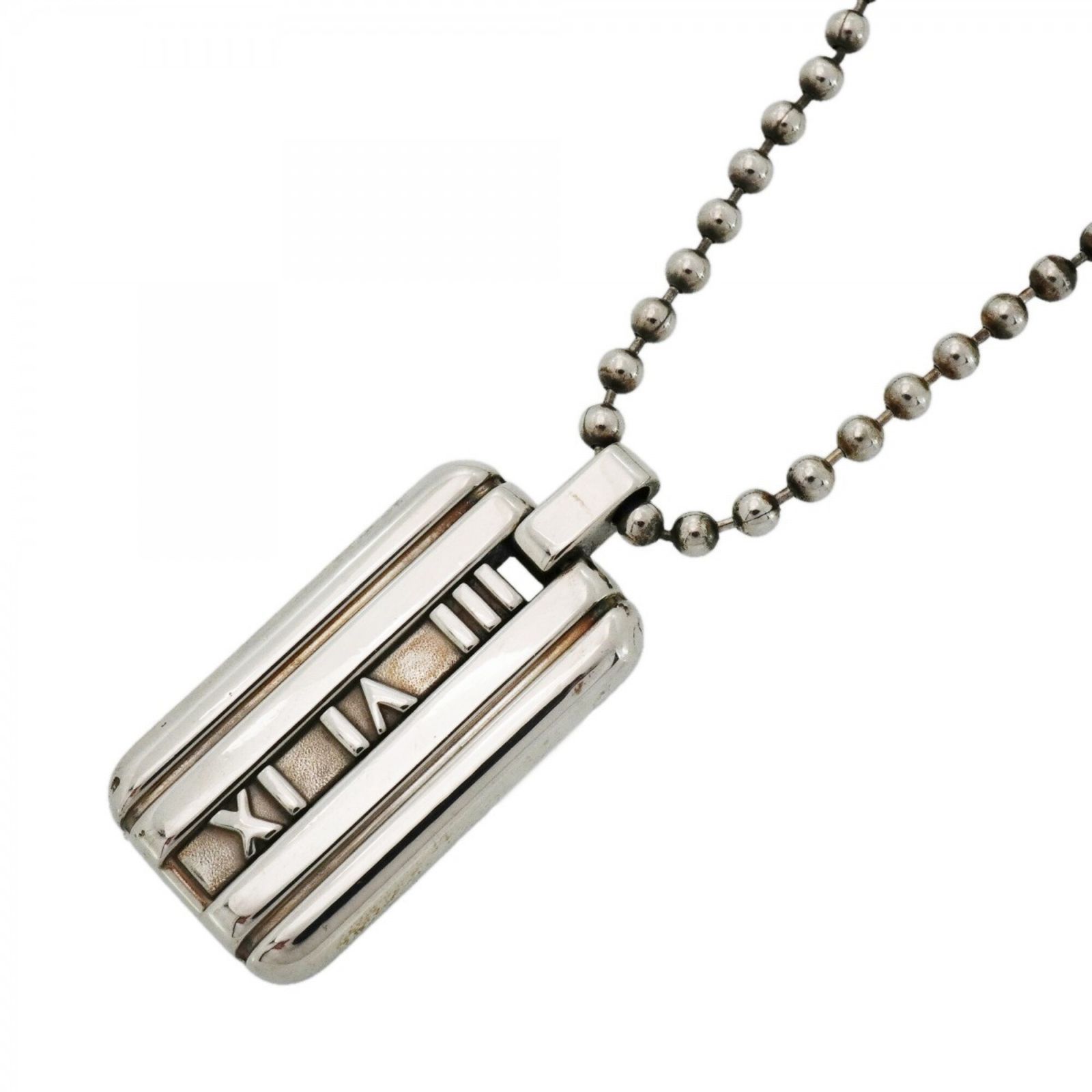 【美品】ティファニー　アトラス　プレート　ネックレス　925　社外チェーン TIFFANY&Co.（ティファニー） ネックレス アトラス プレート ボール