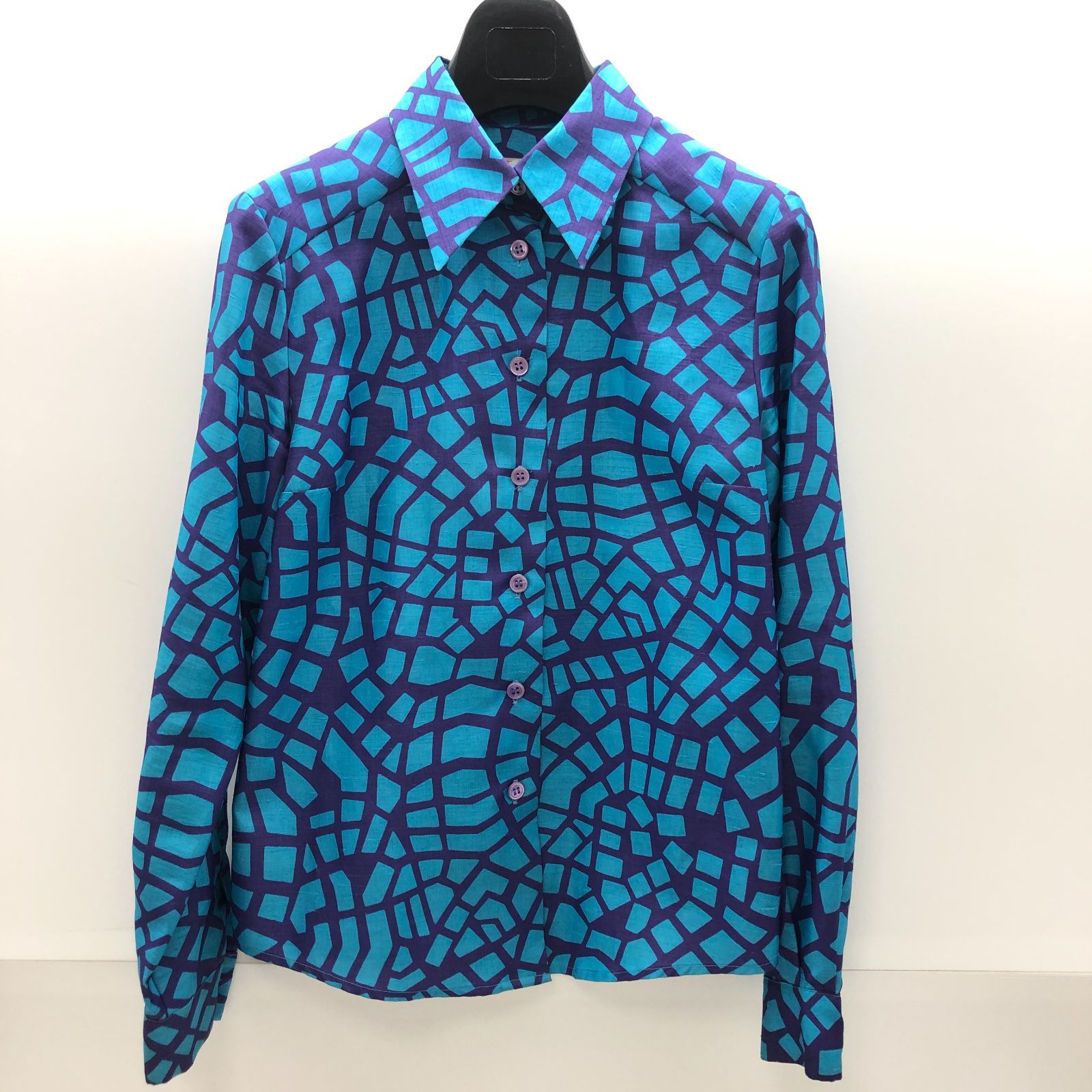 VAL BY VALENTINO レディース 柄シャツ 長袖 ブラウス 9号 ブルー系 