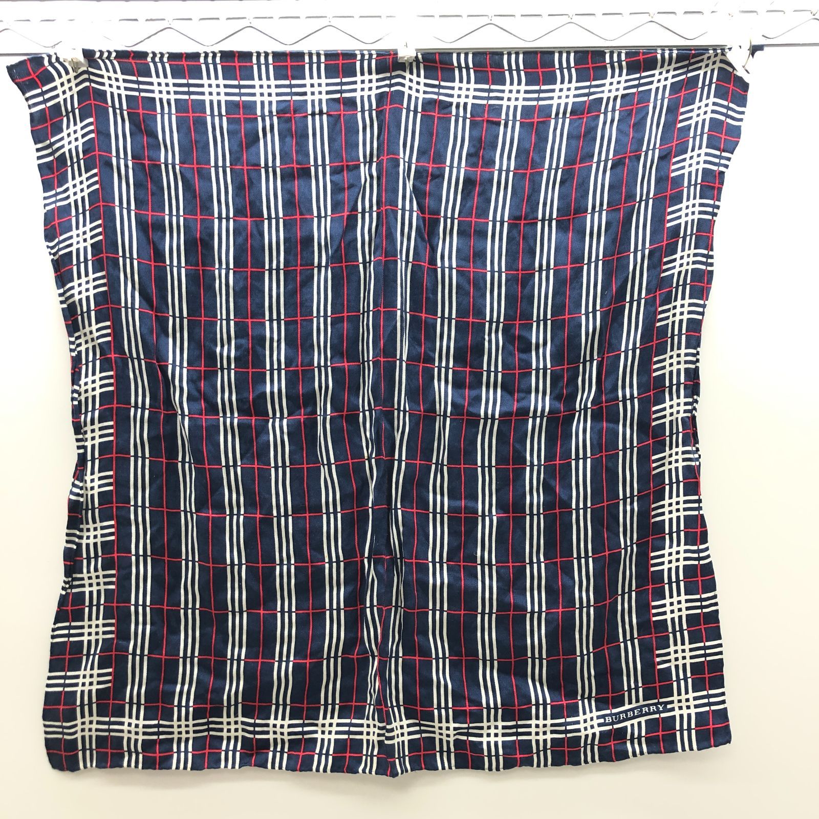 BURBERRY シルク スカーフ チェック柄 ネイビー バーバリー SGAW26 