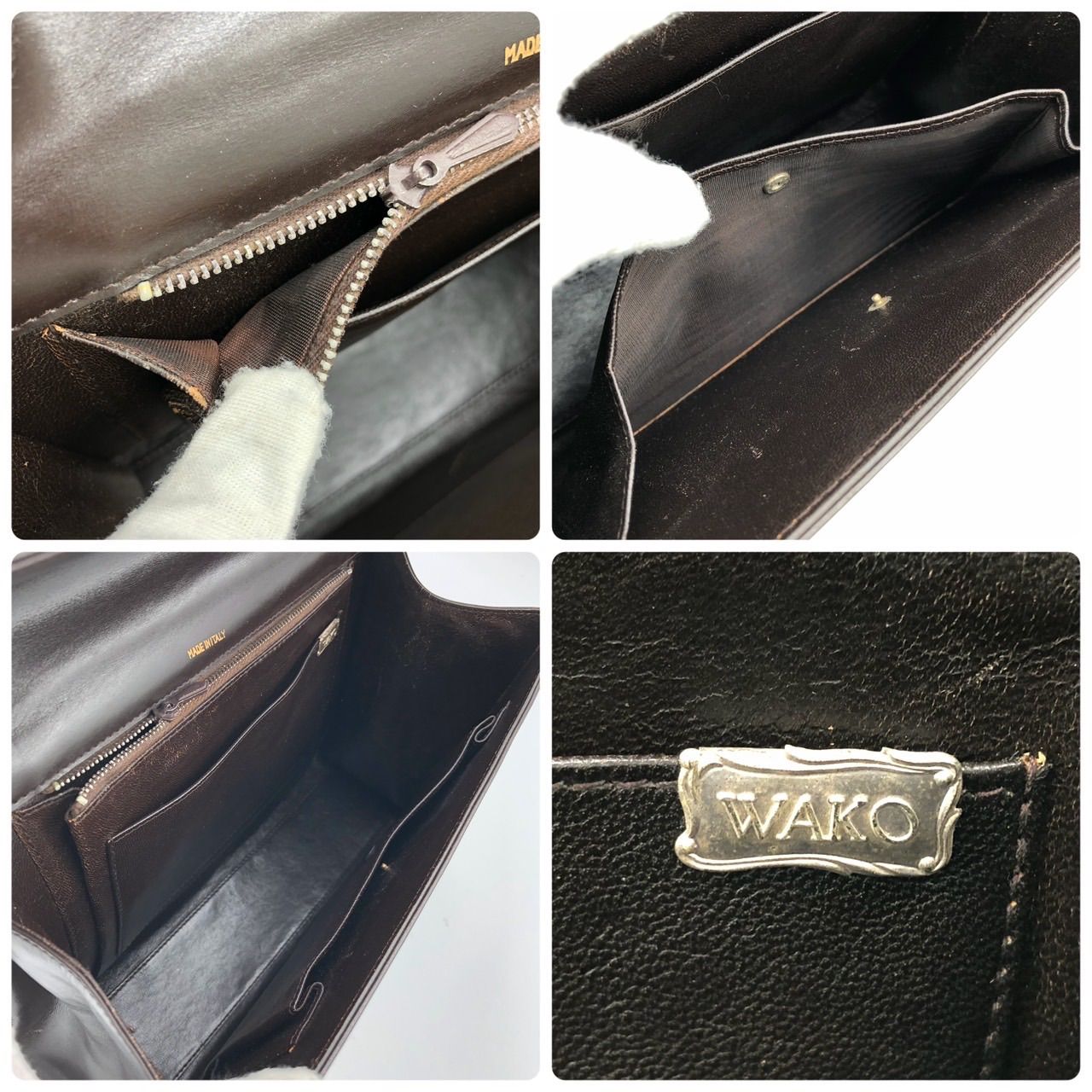 WAKO 和光 ハンドバッグ レザー ブラック 黒 ゴールド金具 フォーマル 