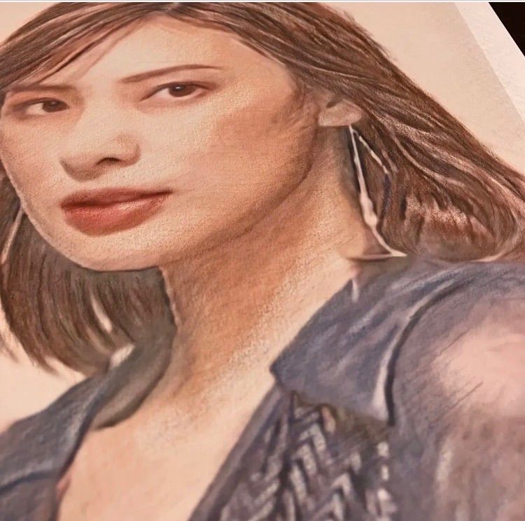 女優画① 額装品 額縁寸法33cm×24cm パステル、水彩、色鉛筆画 【公式