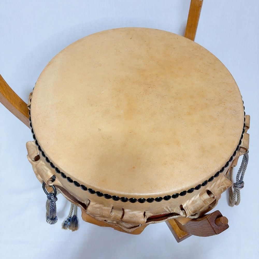中古 木製 和太鼓？ 約30cm 平太鼓 和太鼓 直径35cm 厚み15cm 本格太鼓 和楽器 打楽器 練習用太鼓